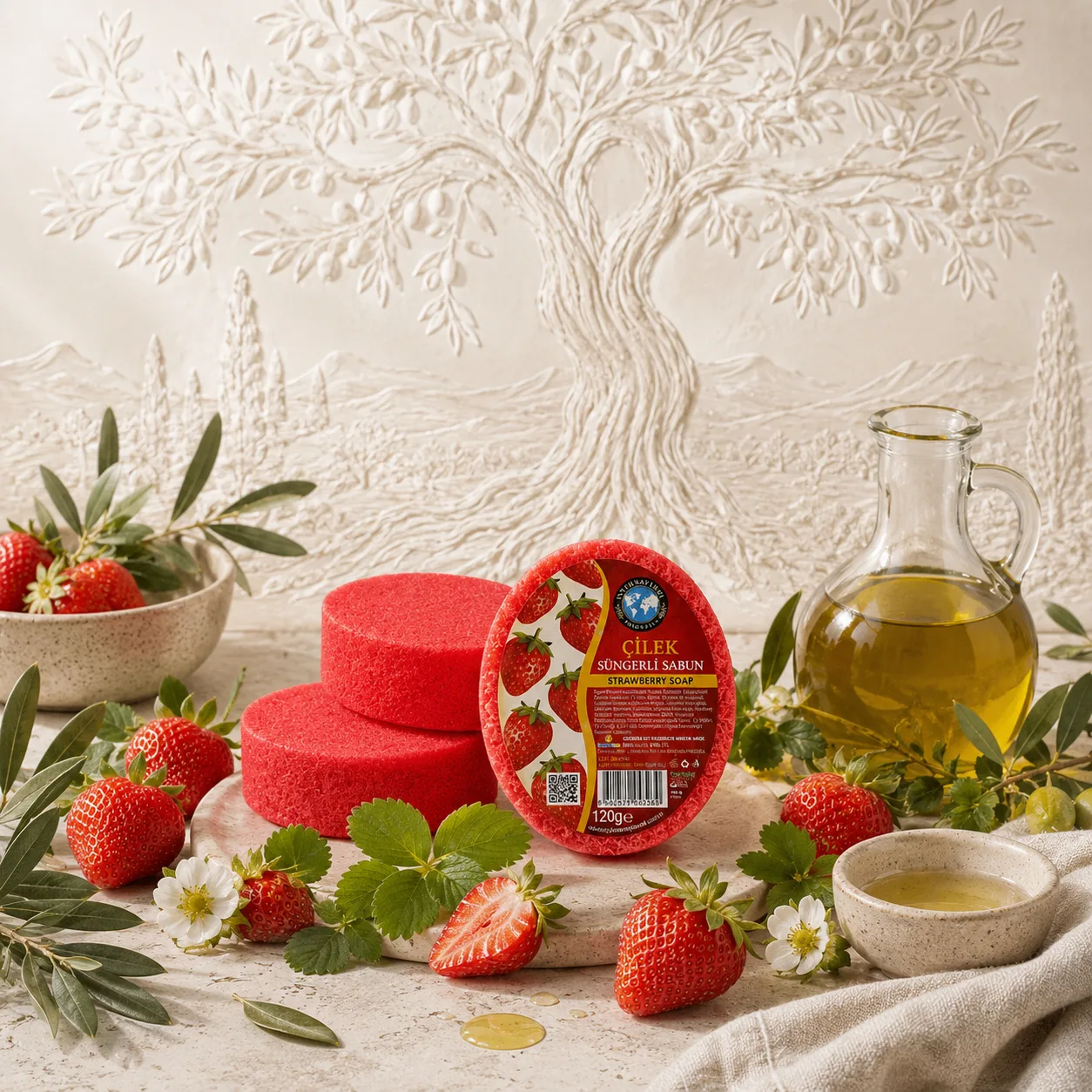 Internatural Kozmetik Çilek Süngerli Bitkisel Sabun