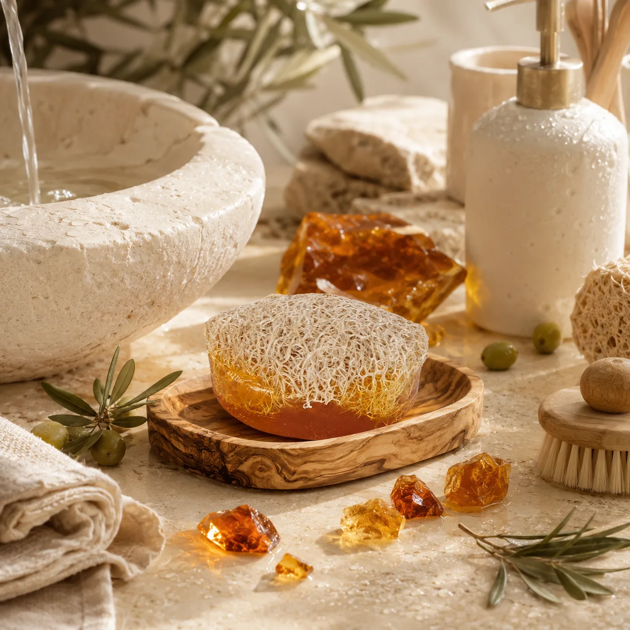 Doğal Amber Özlü Kabak Lifli Sabun