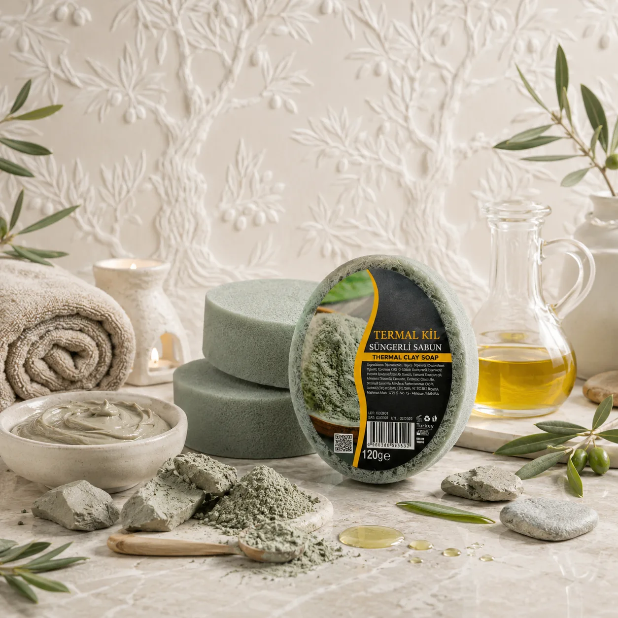 Internatural Kozmetik Termal Kil Süngerli Bitkisel Sabun