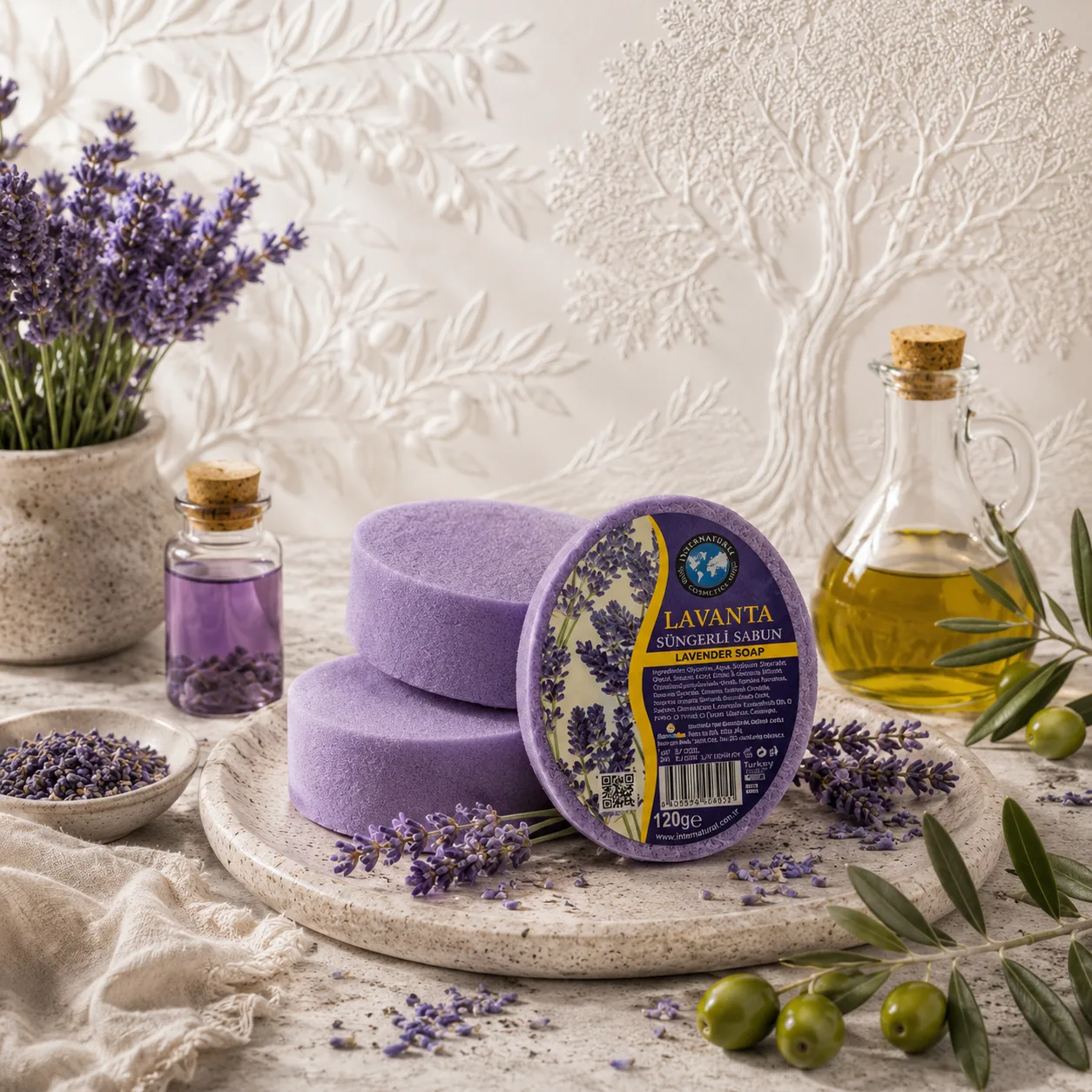 Internatural Kozmetik Lavanta Süngerli Bitkisel Sabun