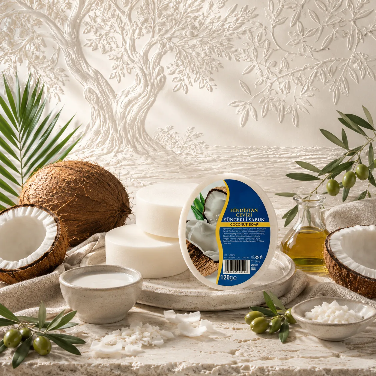 Internatural Kozmetik Hindistan Cevizi Süngerli Bitkisel Sabun