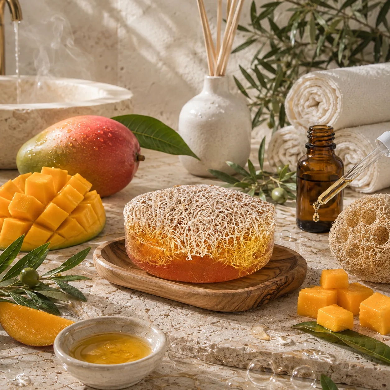 Doğal Mango Özlü Kabak Lifli Sabun