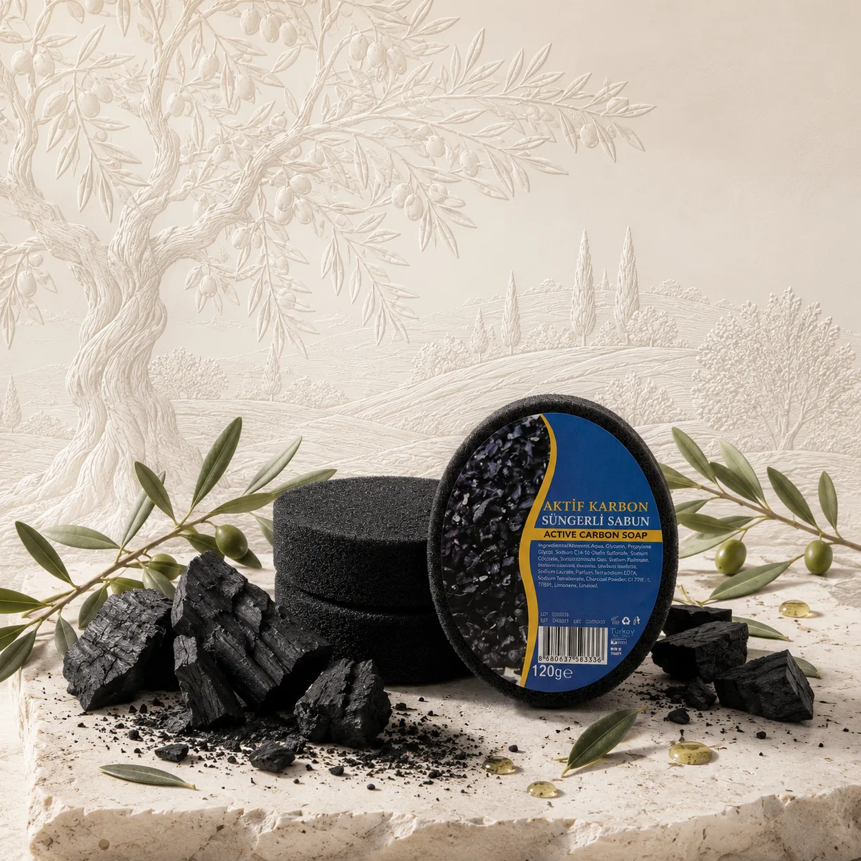 Internatural Cosmetics Aktif Karbon Süngerli Bitkisel Sabun