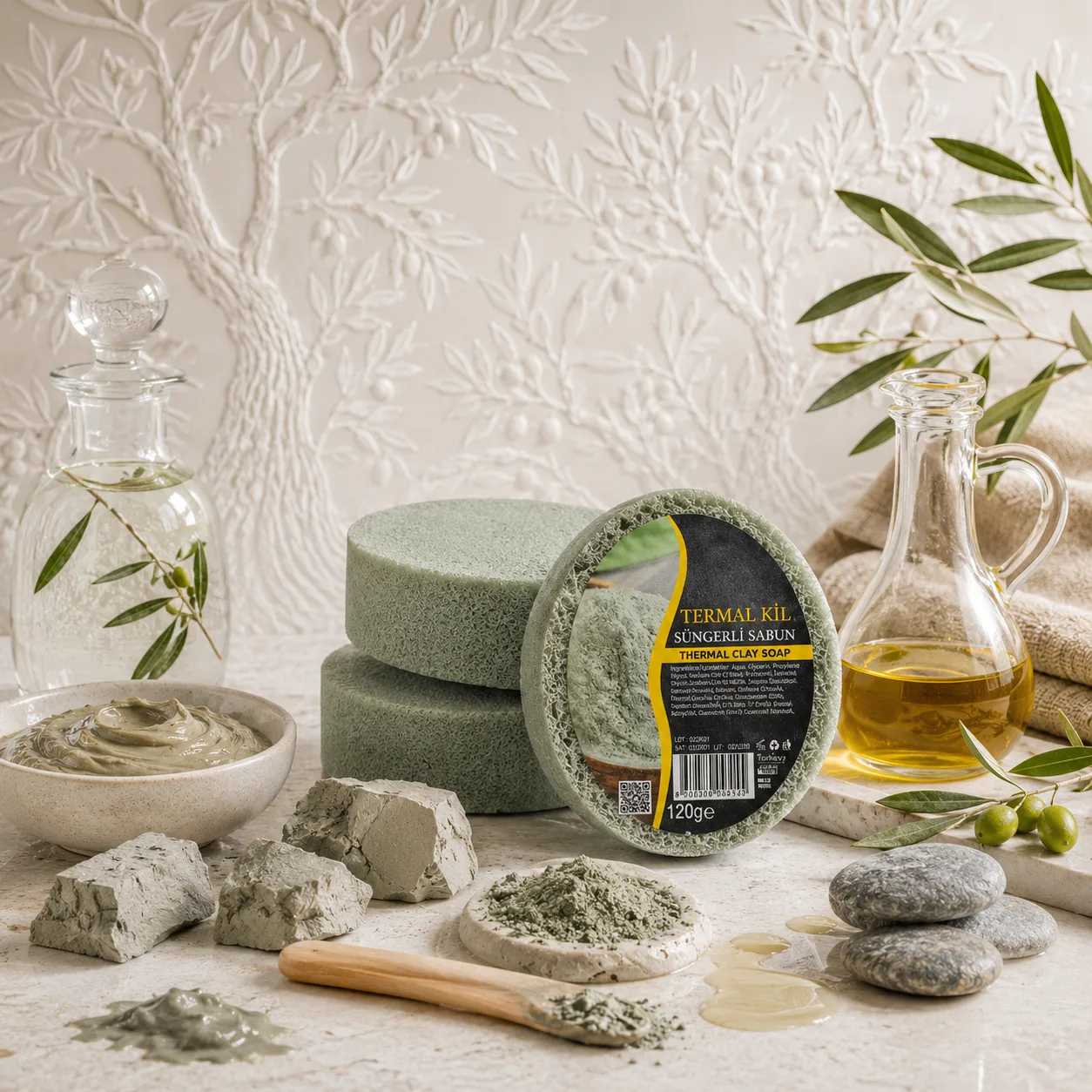 Internatural Kozmetik Termal Kil Süngerli Bitkisel Sabun