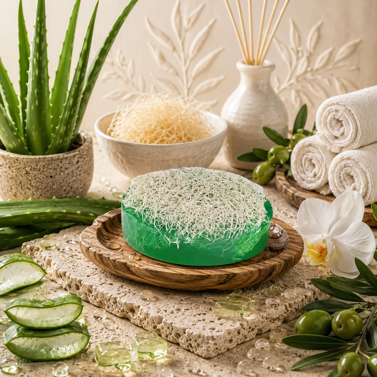 Doğal Aloevera Özlü Kabak Lifli Sabun